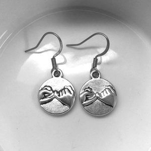 Miniature Small Round Pinky Promise Pinky Swear Love Gift Charm Necklace